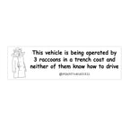 3 raccoons in a trench coat car decal