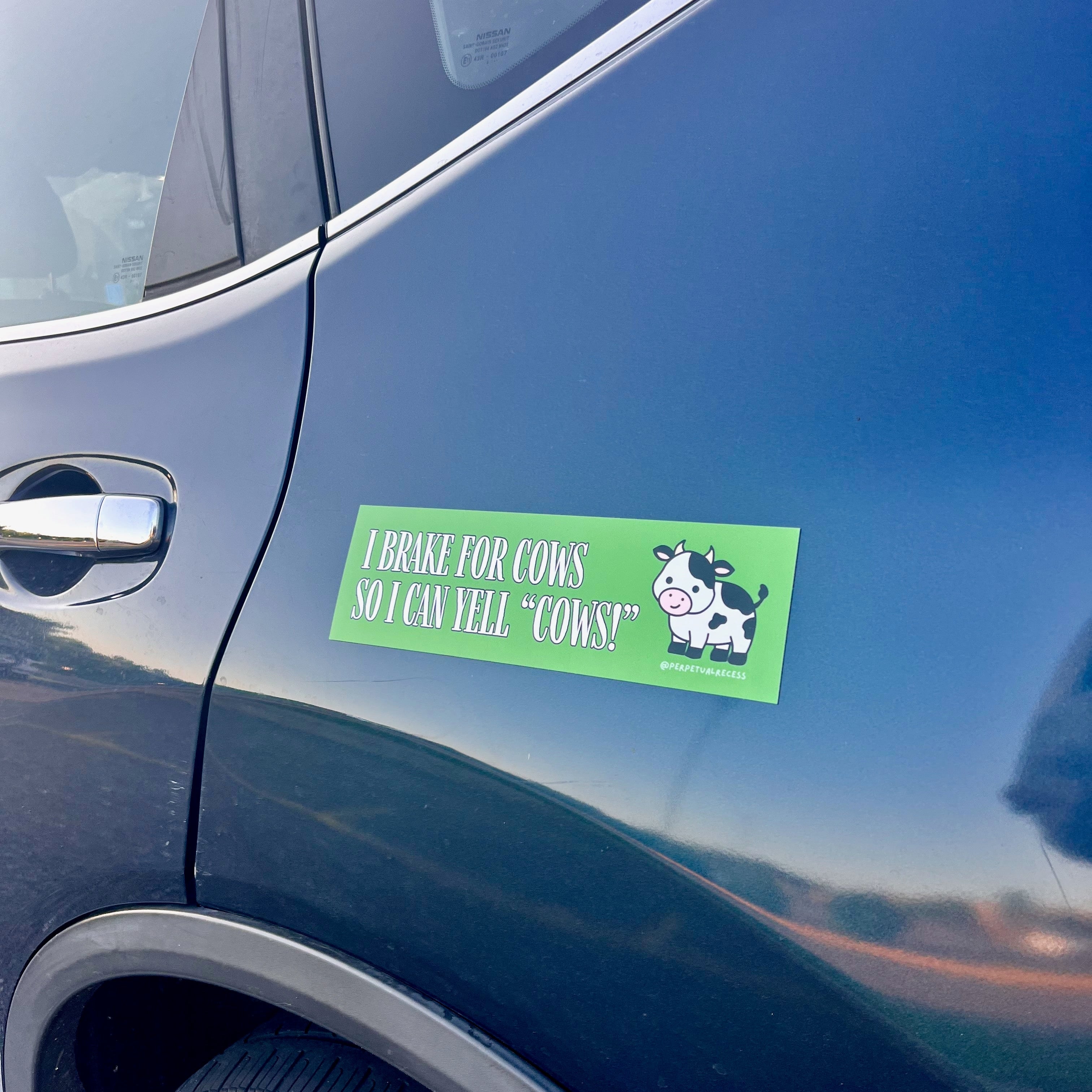 i brake for cows car decal
